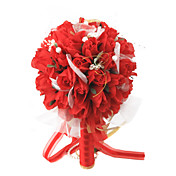 élégant bouquet de mariage rouge ronde / bouquet de mariée en mousseline de soie à la décoration (0797-sim029)