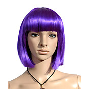 capless hauteur du menton synthétique de haute qualité perruque violette cheveux raides