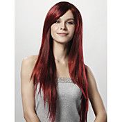 capless extra longue droites rouges Bang synthétiques latéraux perruque