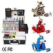 3 pistolets kit de tatouage avec écran LCD de puissance et 40 d'encre couleur + freeshipping
