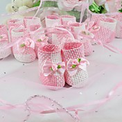 rose et blanc porte faveur tissé avec l'arc (jeu de 12)