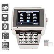 Premiere - Montre-Téléphone Portable Quadribande Dual SIM en acier inoxydable  (WiFi, Java, MP3 / MP4)