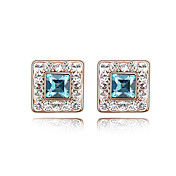 forme carrée de cristal boucles d'oreilles en alliage de couleurs plus disponibles