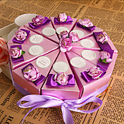 pourpre boîte de faveur fleur gâteau (jeu de 10)