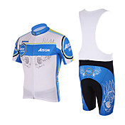 kooplus - séchage rapide mens bib ensembles de cyclisme courts (bleu aile / Red Wing)