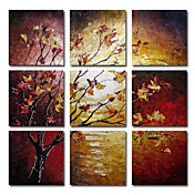 peints à la main peinture à l'huile florale avec cadre étiré - Ensemble de 9