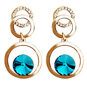 Pierres tchèque trois cercles des boucles d'oreille pendantes