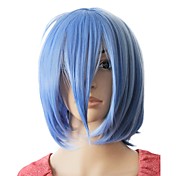 capless synthétique bleu clair perruque courte partie droite