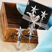 Ouvre-chrome étoiles de mer et le vin ensemble bouchon