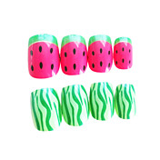 les conseils de style pastèque ongles d'art avec de la colle (24pcs)