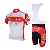 kooplus - séchage rapide mens bib ensembles de cyclisme courts (bleu aile / Red Wing)