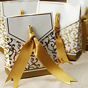 50e anniversaire de la boîte faveur d'or ruban (ensemble de 12)
