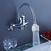 finition chromée robinet de cuisine en laiton avec bec verseur flexible (montage mural)