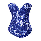 Coton / Polyester Avec impression bretelles Blue Front Fermeture Corsets Shapewear Busk