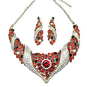 Alliage incroyable Avec parure cristal rouge femmes, y compris collier, boucles d'oreilles