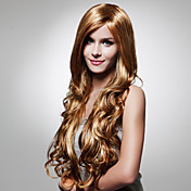 capless extra long synthétique de haute qualité dorés perruque de cheveux bouclés 0463-455