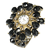 Alliage de charme avec verre de la montre à quartz Black Dress