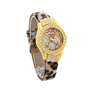 Femmes PU Mouvement Quartz Verre Ronde Forme robe montre (plus de couleurs)