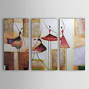 Peinture à l'huile réalisée à la main abstraite sur canevas tendu - Set de 3