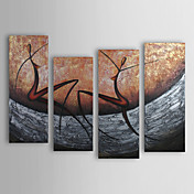 Peinture à l'huile réalisée à la main abstraite sur canevas tendu - Set de 4