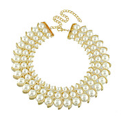 Alliage élégant avec strass et collier perles d'imitation des femmes (plus de couleurs)