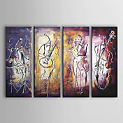 Peinture à l'huile réalisée à la main abstraite sur canevas tendu - Set de 4
