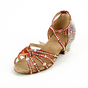 Strass Femmes / satin supérieure chaussures cheville Bracelet Salsa / Latin Avec Perle