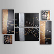 Peinture à l'huile réalisée à la main abstraite sur canevas tendu - Set de 6