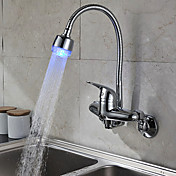 Couleur Chrome mitigeur Changement de mur de LED robinet de cuisine Mont