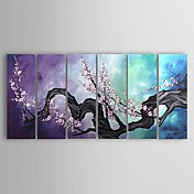 Peinture à l'huile réalisée à la main florale sur canevas tendu - Set de 6