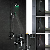 Changement de couleur LED Chrome Finition Support mural contemporain Robinets de douche en laiton