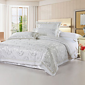 4pcs murmure 250TC jacquard housse de couette