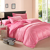 Modernes de petits points blancs Pink Velvet complet housse de couette 4-Piece Set