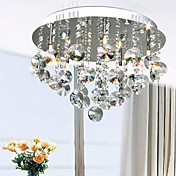 100W Lumière contemporain Plafond artistique avec 5 lumières en cristal et perles Pendentifs