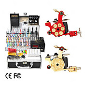 2 fonte pistolet de tatouage kit avec écran LCD de puissance et 40 d'encre couleur + cadeau gratuit