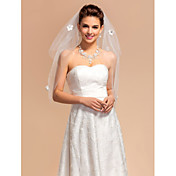 Elagant deux vitesses voiles de mariage coude avec Bord de coupe