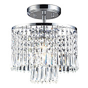 60W moderne Light Semi Flush Ceiling avec pendentifs en cristal et plaque chrome poli
