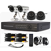 4 Système DVR CCTV canal avec enregistrement HD (2 caméra extérieure imperméable et 2 Caméra dôme intérieure)