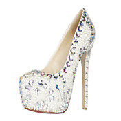 Brevet magnifique cuir perle et strass Stiletto talon fermé Toe Pompes fête / chaussures de soirée