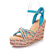 Magnifiques similicuir talon compensé Sandales avec boucle / tressé partie de courroie / chaussures de soirée (plus de couleurs)