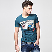 Lumière U-requin bleu Key Imprimer col rond manches courtes T-shirt