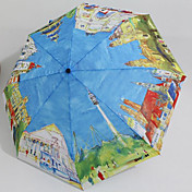 Love City Painting Pays Vues parapluie pliant automatique