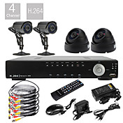 Ultra 4CH H.264 en temps réel Kit de vidéosurveillance de haute définition 600TVL DVR (4 étanches Jour Nuit caméras CMOS)