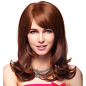 Capless 100% cheveux humains Moyen bruns ondulés perruques de cheveux