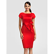 gaine / colonne bijou genou longueur robe de demoiselle d'honneur de satin