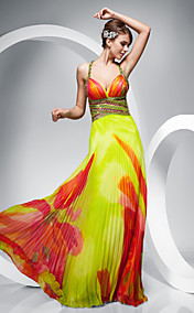 gaine / colonne bretelles parole longueur robe de soirée en mousseline de soie