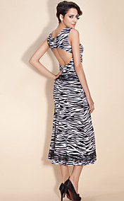 animaux ts d'impression décoration dentelle robe extensible midi