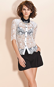 ts sur le bouton en bas de superposition de dentelle chemise chemisier (plus de couleurs)