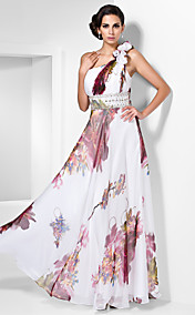 Sheath/Column One Shoulder Floor-length Chiffon Evening Dress