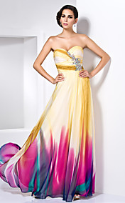Sheath/Column Sweetheart Floor-length Chiffon Evening Dress With Crystal Detailing 